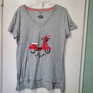 Gilligan & Omalle Ciao Bella Red Scooter Grey Women's Lightweight XL T-Shirt